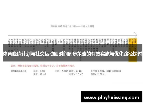 体育晚练计划与社交运动圈时间同步策略的有效实施与优化路径探讨
